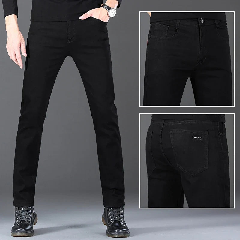 Models Spring Autumn Business Jeans Men Casual Straight Stretch Fashion Classic Work Denim Trousers Brand Clothing