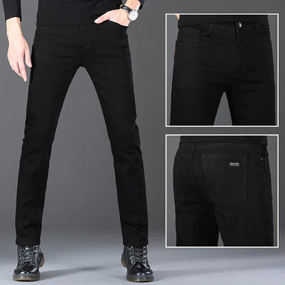 Models Spring Autumn Business Jeans Men Casual Straight Stretch Fashion Classic Work Denim Trousers Brand Clothing
