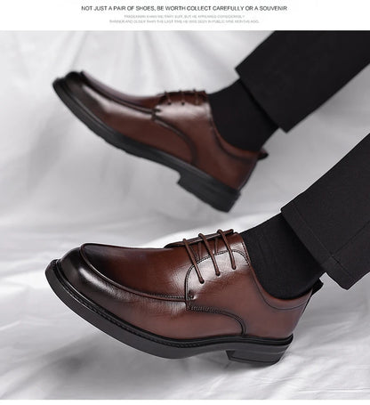 Big Size Elevator Shoes Men Leather Shoes Height Increasing Shoes For Man Increase Insole 6-8CM Invisible Heightening Lift Shoes