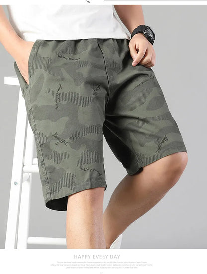 Men's Sweat Shorts Relaxed Fit Mens Cargo Shorts Casual Camo Shorts Drawstring Cotton Shorts Stretch Elastic Waist