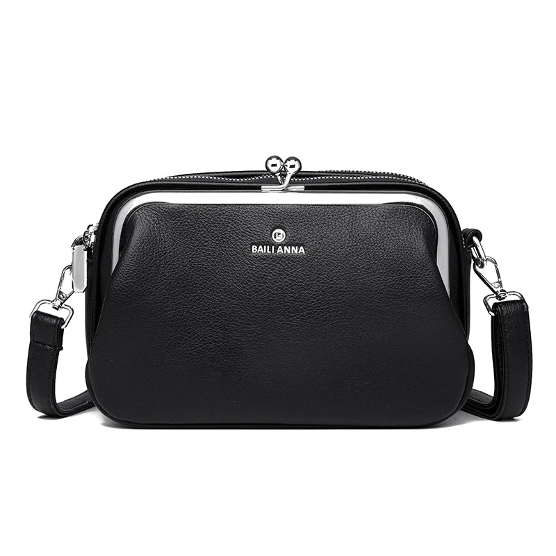 Elegant Shoulder Bag for Women Soft Leather Crossbody Bags Designer Multiple Pockets Messenger Bag Ladies Purses and Handbags