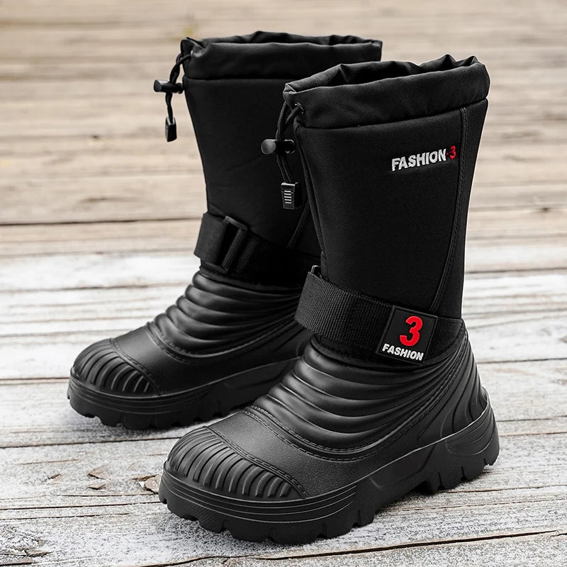 Men's New Snow Boots for Autumn and Winter, Fleece-Lined and Thickened, Cold-Proof, Outdoor Warm, Waterproof, Anti-Skiing, Hiking Boots