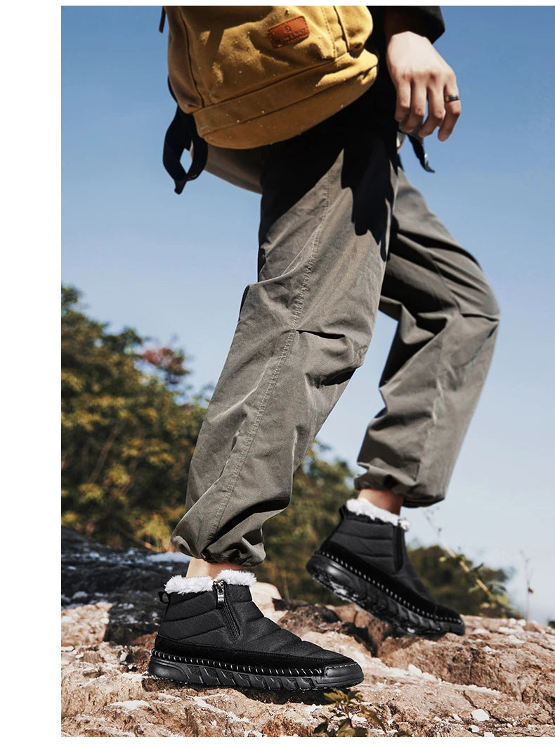 New Fashion Men's Boots Winter Plush Men Snow Boots Warm Fur Ankle Boots Outdoor Non-slip Sneakers Winter Casual  Boots Size 46