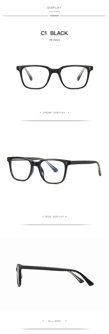 Men's Square Classic Eyeglass Frames Myopia Hyperopia Anti-Blue Light Reading Glasses Customizable Prescription PFD2082