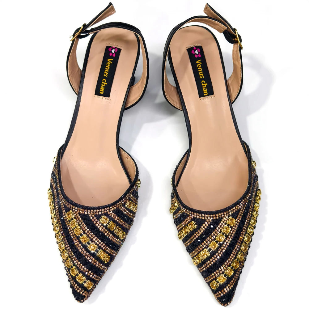 2025 Elegant Multicolor Color Women's  Heels and Rhinestone Handbag Set - Italian Design for Weddings and Parties