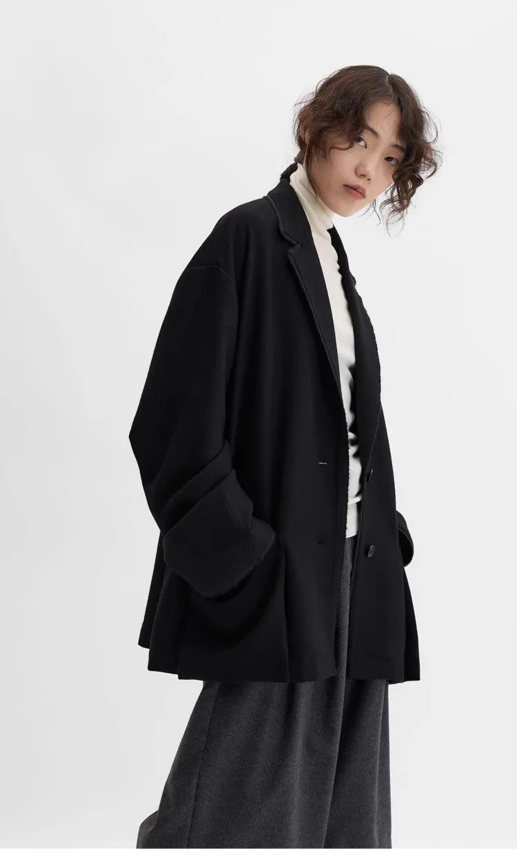 Australian Wool~Woolen Coat, Lightweight Lapel Collar, Straight Silhouette Blazer, Women's New Winter Style
