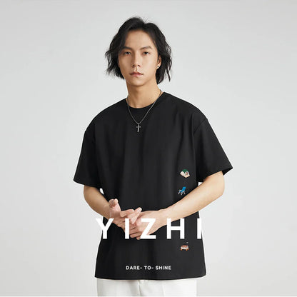 Men's American Retro Short-sleeved T-shirt Men's 2026 Summer New Loose Half-sleeved Embroidered Round Neck Bottoming Shirt