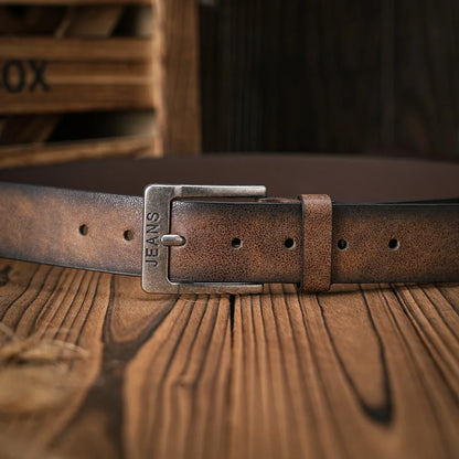 A men's and women's casual retro belt Western style! PU leather belt with metal buckle, suitable for daily work wear