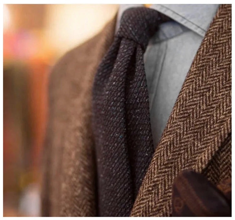 Men's Suit Herringbone Blazer Prom Tuxedos Wool Tweed Single Breasted Formal Bussiness/Wedding Jacket（Only Coat）
