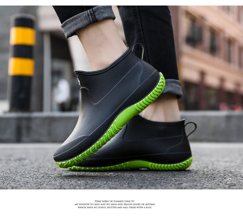 Men's Rain Boots Women's Ankle Water Shoes Non-slip Waterproof Safety Work Shoes Warm Cotton Platform outer wear Couple Lovers