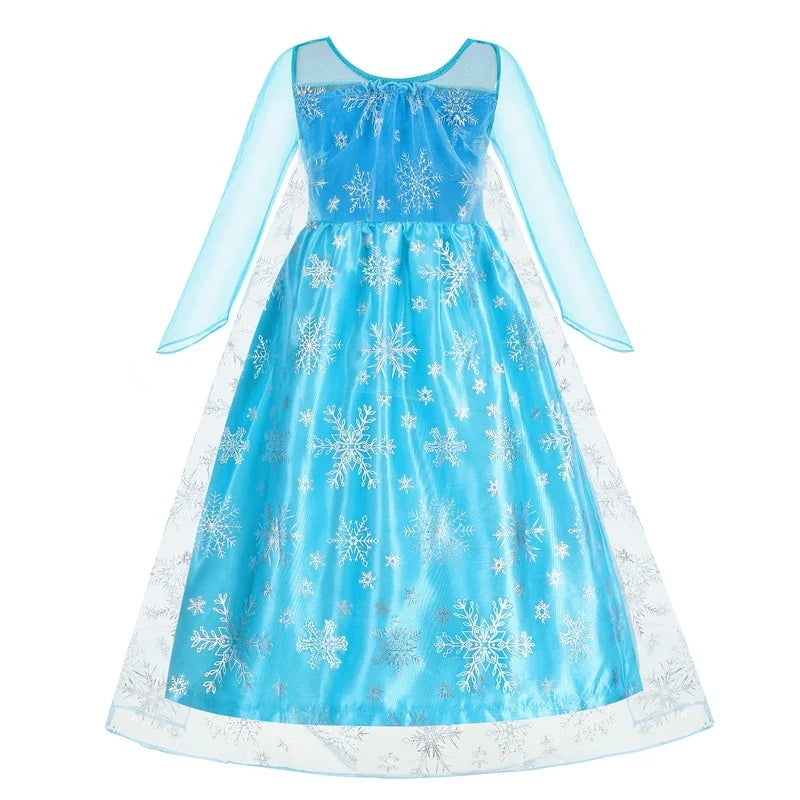 Girls Elsa Princess Dress for Long Sleeve Kids Birthday Cosplay Frozen Costume Fancy 2025 Carnival Dress Up Party Costume