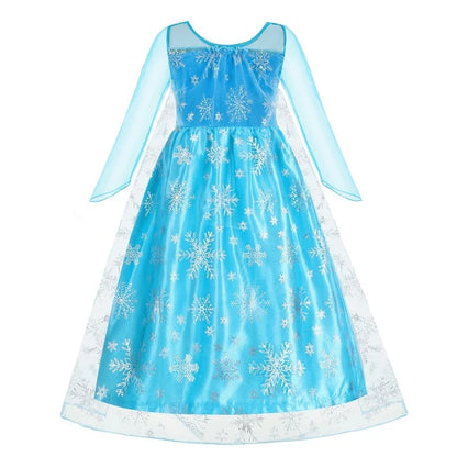 Girls Elsa Princess Dress for Long Sleeve Kids Birthday Cosplay Frozen Costume Fancy 2025 Carnival Dress Up Party Costume