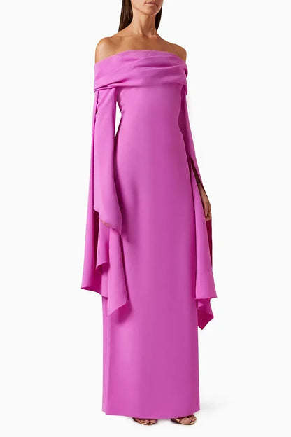 Customized Prom Dress Off The Shoulder Column Evening Gowns Long Sleeves Exquisite High Quality Occasion Formal Party Dress