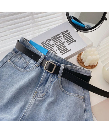 Wide Leg Denim Shorts With Belt Women Summer High Waist Pocket Hot Pants Streetwear Korean Fashion Casual Cowboy Jeans Shorts
