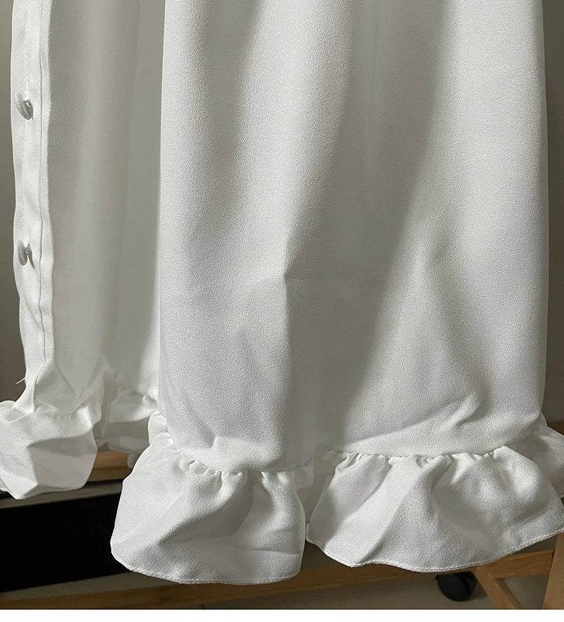 Japanese Sweet Girl Lolita Dress White 2021 Summer Kawaii Peter Pan Collar Cute Ruffle Puff Sleeve Drees Elegant Lady Dresses