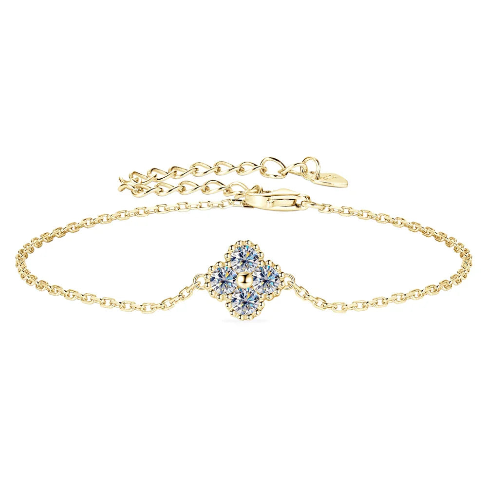 3mm Certified Moissanite Pendant Necklace for Women Classic Clover Flower Neck Chain 100% Pure 925 Silver Chain Charm