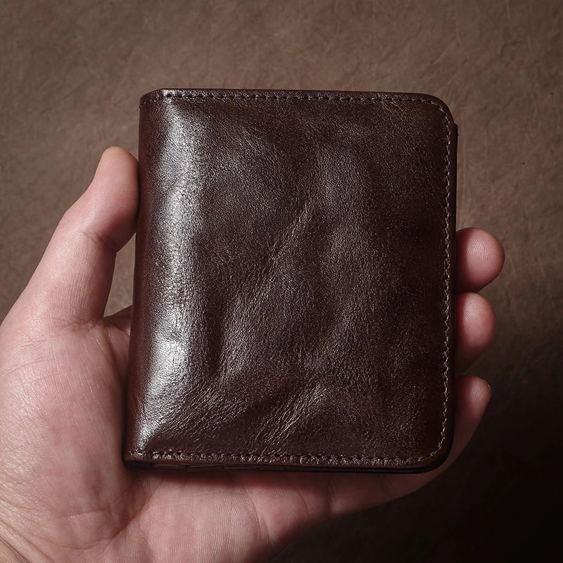 Genuine Leather Wallet High Quality Multi-Card Slots Ultra Slim Lightweight Credit Card Holder Men Women Bifold Money Clip