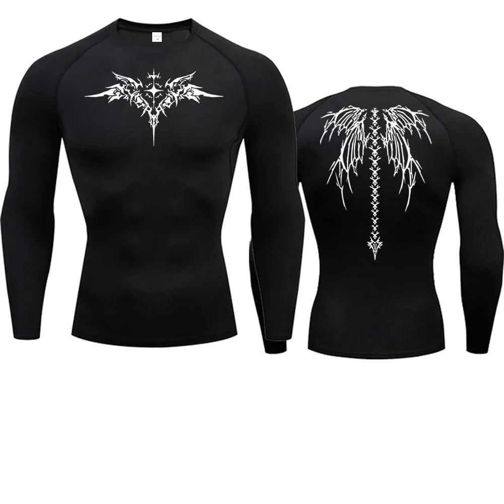 Anime Print Compression Shirt Mens Running T-Shirt Quick-Drying Fitness Sportswear Gym Sports Short Sleeve Breathable Tops