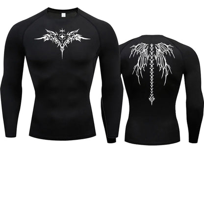 Anime Print Compression Shirt Mens Running T-Shirt Quick-Drying Fitness Sportswear Gym Sports Short Sleeve Breathable Tops