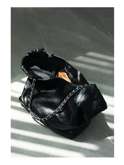 Women Genuine Leather Luxury Chain Single Shoulder Bags Large Capacity Soft Handbag Suitable For Working And Travling
