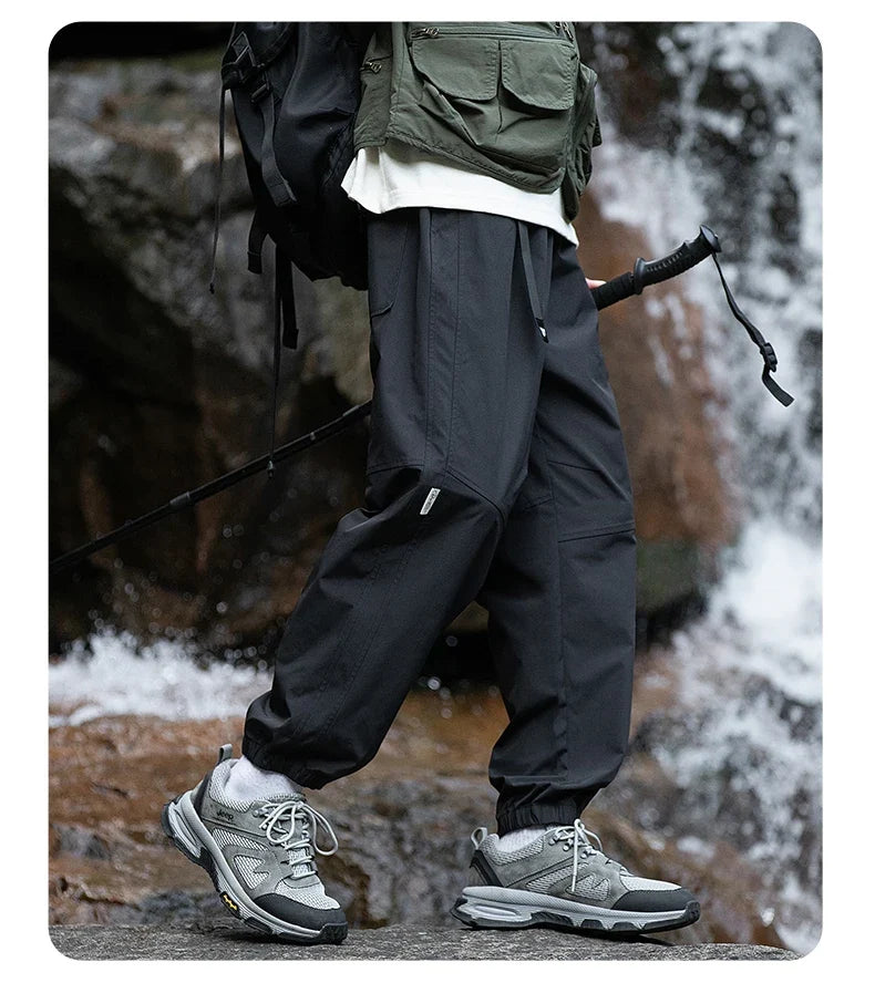 Men Waterproof Pant Autumn With Belt Hiking Trousers Breathable Mountaineering Pant Multi-pocket Camping Fishing Sport Trousers