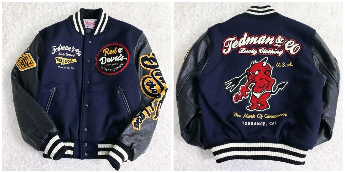 Embroidery Varsity Jacket Men PU Leather Sleeves Oversized Bomber Jackets Women Baseball Coats Streetwear Men Clothing