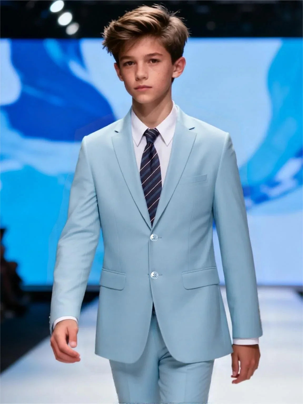 Boys Suit 5-piece Jacket Vest Pants Pocket Shirt Tie Random Casual Formal Wedding Teen Suit Dress School Uniform Size 4-16Y