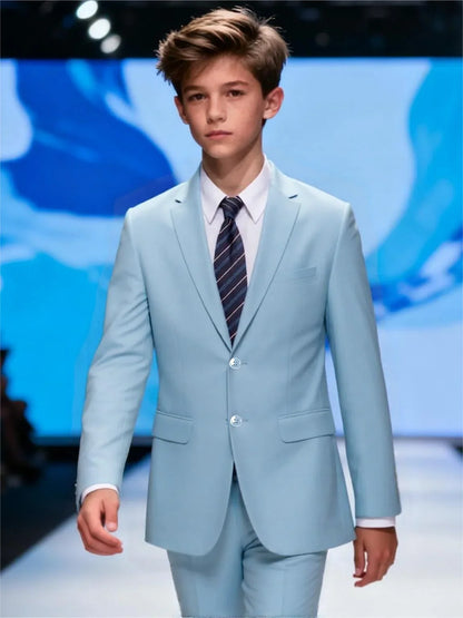 Boys Suit 5-piece Jacket Vest Pants Pocket Shirt Tie Random Casual Formal Wedding Teen Suit Dress School Uniform Size 4-16Y