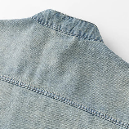Men's Casual Non-Stretch Denim Jacket High Street Style Zipper Loose Workwear Jacket Plus Size Trendy Streetwear Top