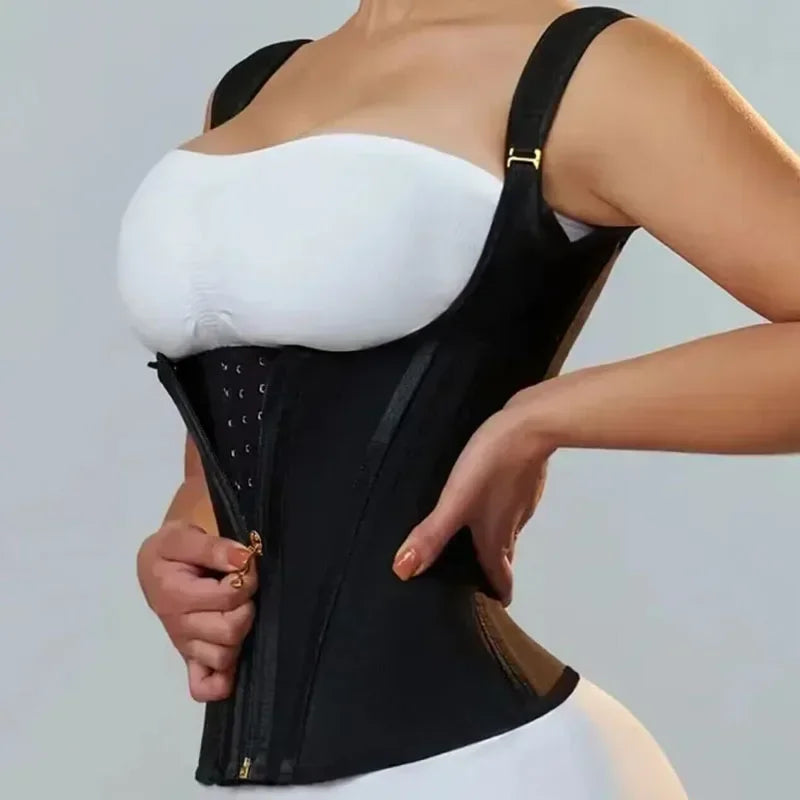 Fajas Body Shaper Shapewear Women Vest Tops Double Compression Waist Trainer Corset Adjustable Zipper and Hook-eyes