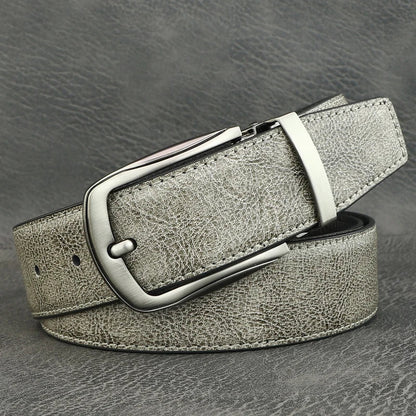High quality pin buckle genuine leather fashion designers belts men casual luxury gray Cowskin young men ceinture homme B584