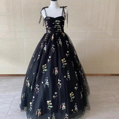 Luxury Floral Embroidery Long Prom Evening Wedding Shooting Dresses Women 2025 Summer Party Formal Occasions Reception Dress