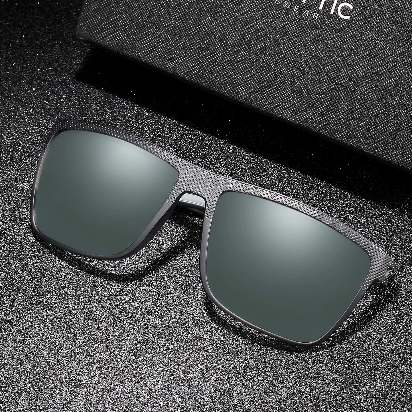 Polarized Sunglasses for Men Shades Lightweight TR90 Frame UV400 Protection Square Outdoor Trave Driving Sun Glasses