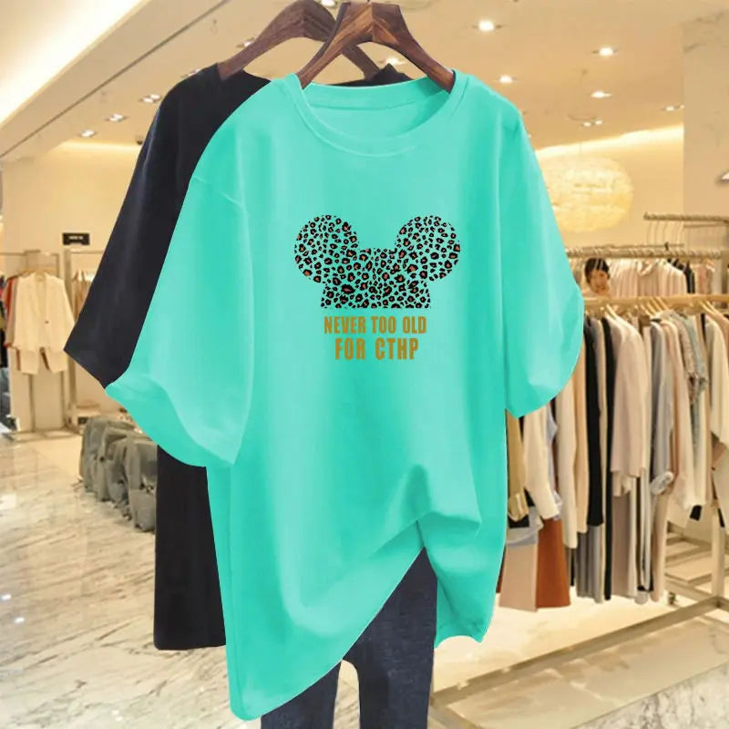 Summer Pure Cotton Fashion Letter Printing T-shirts Women Casual Oversized O-neck Short Sleeve Top Tee Basic Pullovers M-6XL