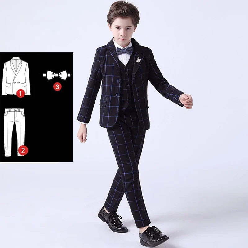 Top Quality Big Boys Suit For Wedding Teenager Kids Formal Tuxedo Dress Children Photograph Blazer Party Performance Costume