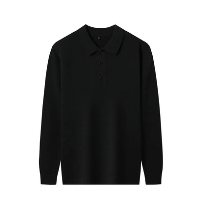 Fashion Autumn And Winter New Cashmere Sweater Men's High Quality Pullover Casual Loose POLO Knitted Bottom Shirt Jacket Shirt