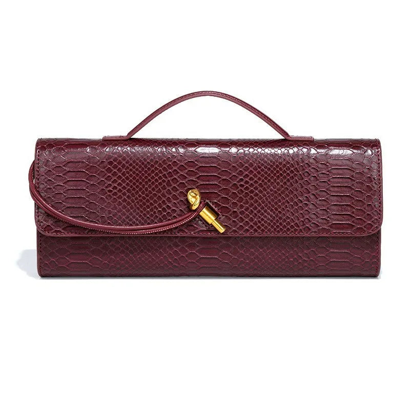 High-End Feeling Women's Trendy Crocodile Pattern Evening Bag Vintage Niche Single Shoulder Slant Cross Bag Motorcycle Equipment