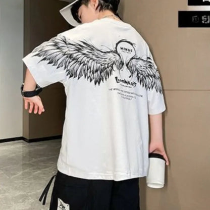 2026 Summer Kids Wing T-Shirt Cotton Loose Stylish Boy's Shirt Big Kids Summerwear
