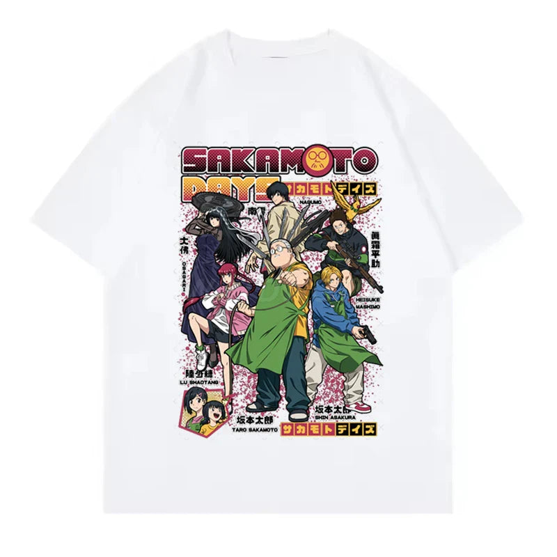 2025 New Design Anime T-shirts Sakamoto Days Short Sleeve Retro Tops Tees Streetwear Men Clothing Sakamoto Days Summer T-shirt