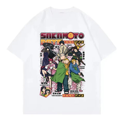 2025 New Design Anime T-shirts Sakamoto Days Short Sleeve Retro Tops Tees Streetwear Men Clothing Sakamoto Days Summer T-shirt