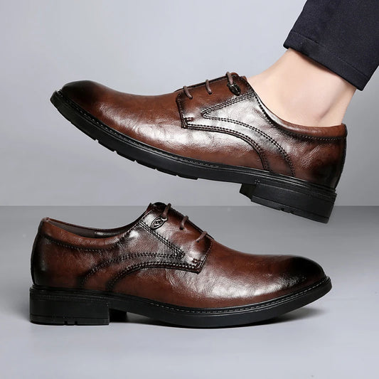 Men's Casual Shoes Genuine Leather Lace-Up Oxford Shoes For Men Fashion Sneakers Luxury Brand Male Derby Shoes Business Footwear