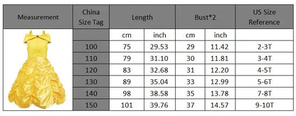 Yellow Princess Dress Halloween Cosplay Costumes Beauty and The Beast Kid Dress For 2-10Y Girls Birthday Party Children Clothing