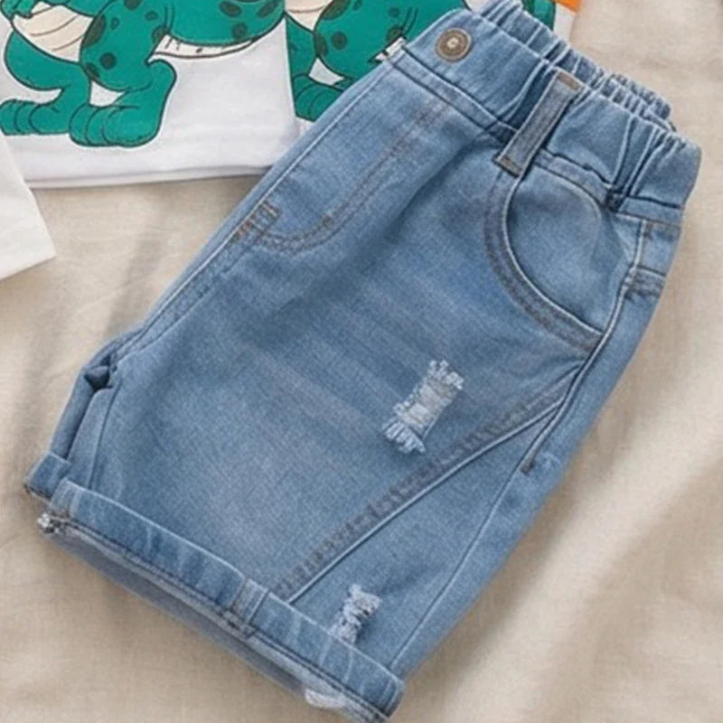 Fashion Cute Baby Boys Clothing Sets High-Quality Short T-Shirt + Denim Shorts 2-Piece Suits Summer Cotton