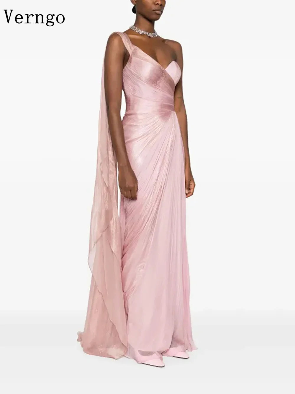Verngo Pink Elegant Shiny Prom Gowns Sweetheart Mermaid Formal Occasion Dresses Women Modern Prom Party Dress Customized