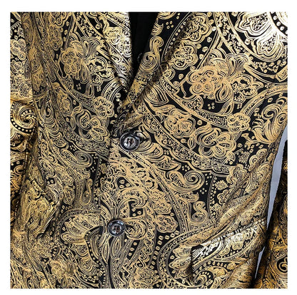 2025 Autumn and Winter Hot Gold Suit Male Performance Host Suit Fashion Performance Large Size Personality Trendy Nightclub Coat
