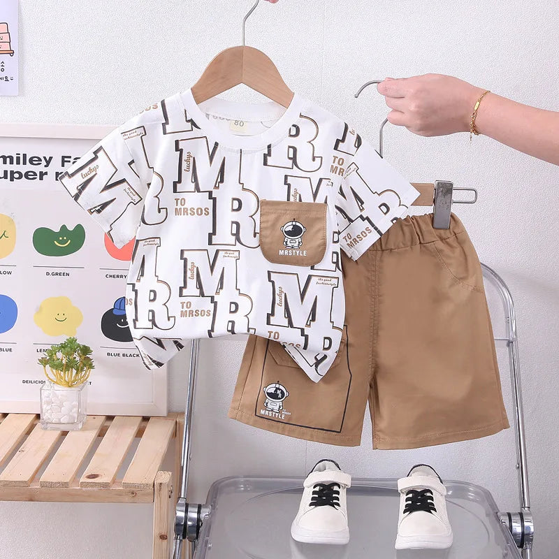 Toddler Baby Boy Girl Clothing Sets Summer Casual Infant Cartoon 2pcs Outfits T-shirt+Shorts Kids Tracksuit