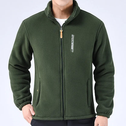 Winter Thicken Polar Fleece Jacket Warmth Windproof Full Zip Up Coat Multiple Zipper Pockets Outdoors Plus Size Jackets Outwear