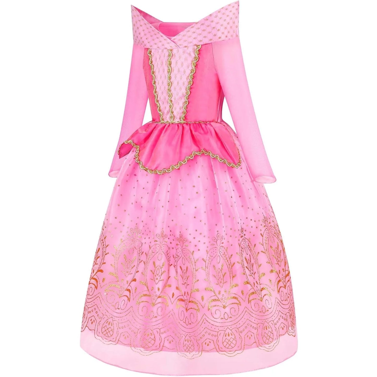 Sleeping Beauty Aurora Princess Dress Cosplay Off Shoulder Kids Gifts Fancy Halloween Party Girl Baby Lace Dress Set