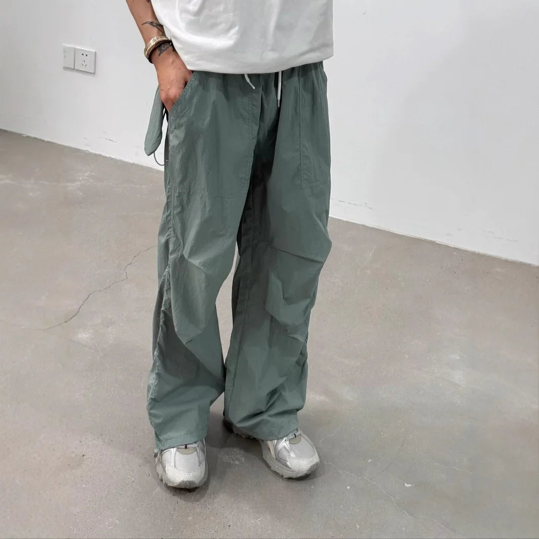 Men's Summer Outdoor Quick Dry Pants Loose Straight Leg Joggers Casual Hiking Trousers Unisex Breathable Streetwear Asian Size
