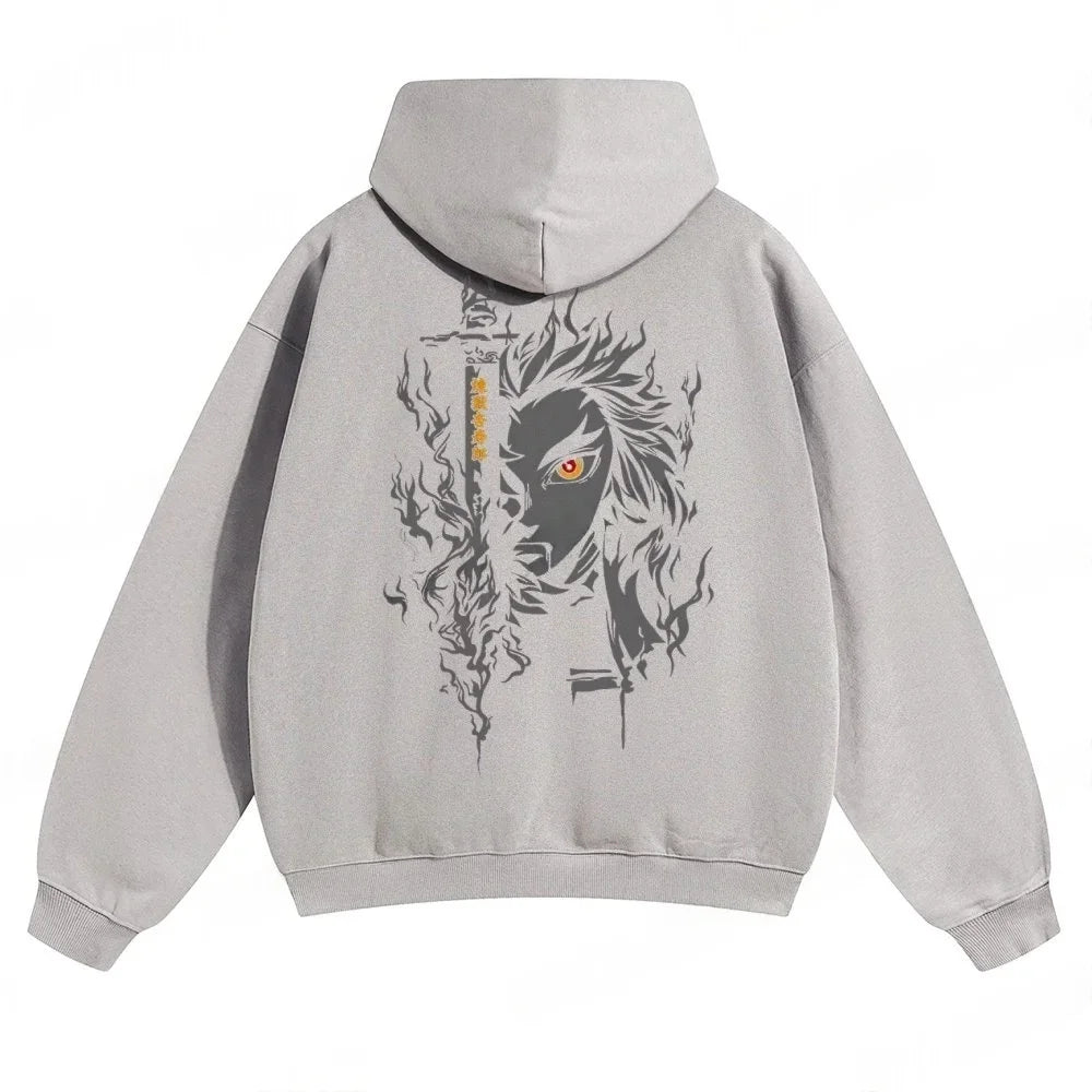 Demon Slayer: Kimetsu no Yaiba Men Hoodie Sweatshirt Rengoku Kyojuro Anime Spring Autumn Boy Long-sleeved Parent-child Outfit